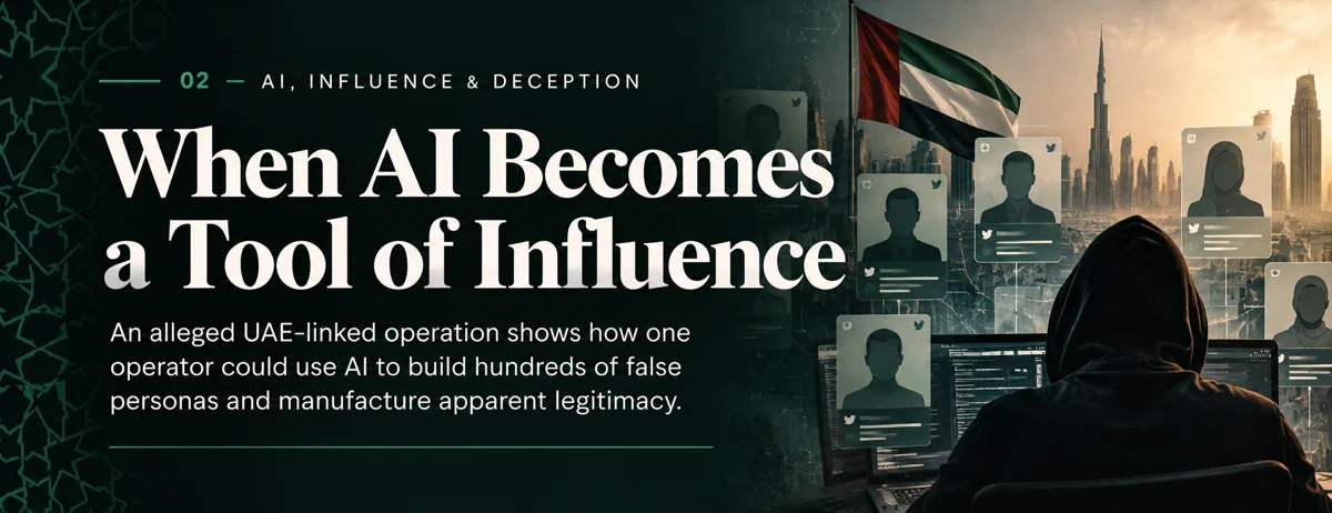 When AI Becomes a Tool of Influence: an alleged UAE-linked operation shows how one operator could use AI to build hundreds of false personas