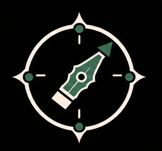 IASER mark: a compass with a pen as the pointer